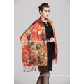 New Digital Leopard Double-Side Flower Silk Pashmina Wrap Rose Printed Shawl